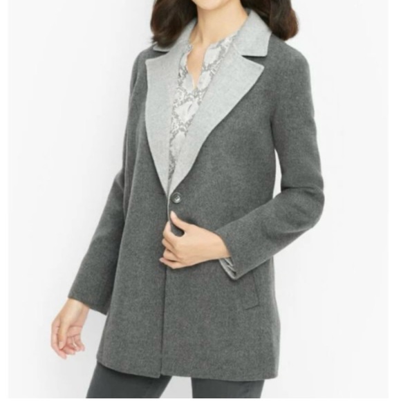 Talbots Double Faced Wool Blazer Size 10 Gray Office Work Career Professional - Picture 2 of 12